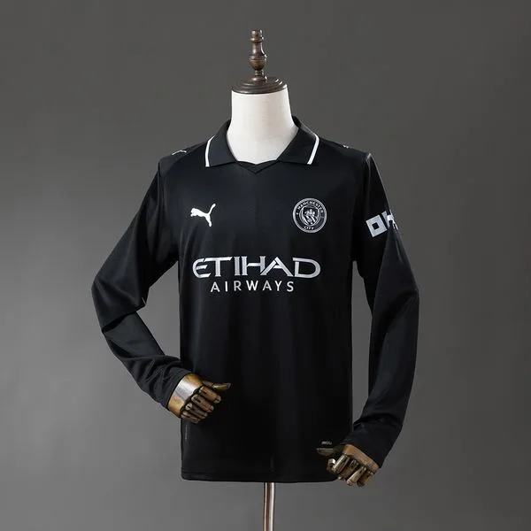 Camiseta de fútbol Manchester City 2025/26 VISITANTE MANGA LARGA VERSION FAN